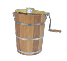 Load image into Gallery viewer, 2 QUART HAND CRANK FREEZER WITH WHITE OAK TUB