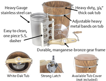 Load image into Gallery viewer, 4 QUART HAND CRANK FREEZER WITH WHITE OAK TUB
