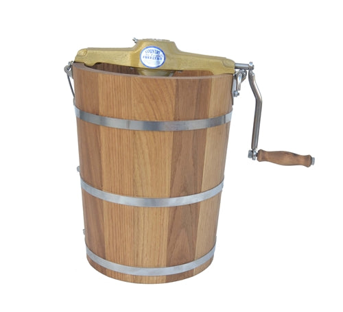 8 QUART HAND CRANK FREEZER WITH WHITE OAK TUB