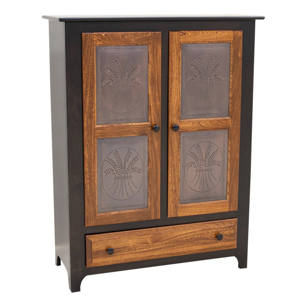 Amish-Made Pie Safe – Black & Wood Finish